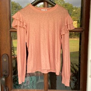 Sundry 100% Pima cotton ruffled shoulder‎ top. size 2 (M)